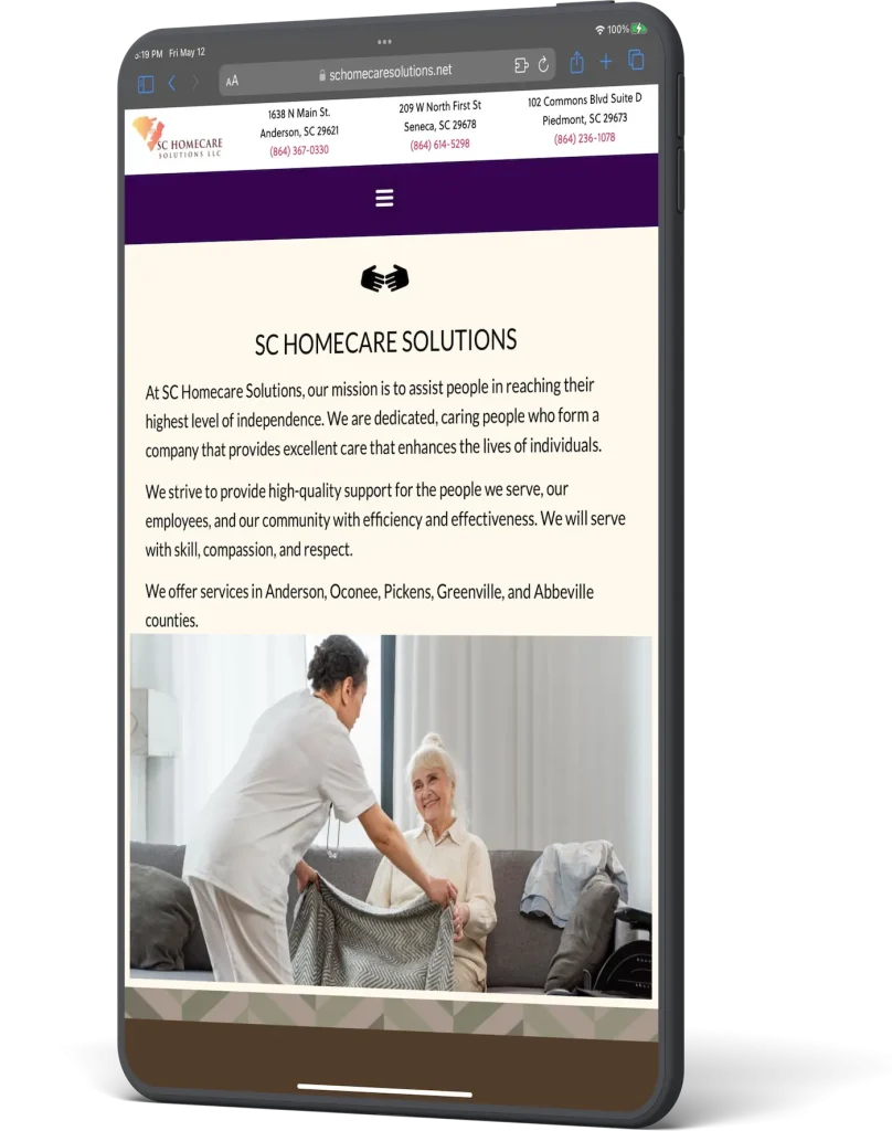 sc home care solutions tablet view