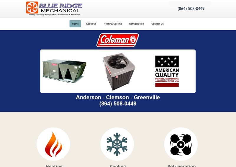 Blue Ridge Mechanical HVAC | Upstate SC Web Design