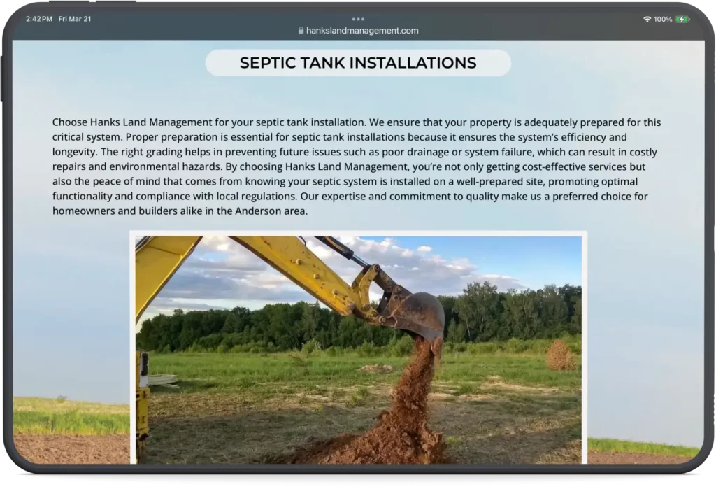 Hanks Land Septic Installation